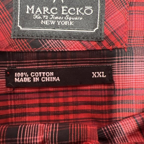 Mark Ecko Y2K Red/Black Plaid Casual Button Down 100% Cotton Long Sleeve SZ XXL - Picture 4 of 16